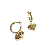 18K Gold Filled Heart Charm Hoops